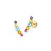 Rs Pure By Ross-simons Multi-gemstone Curved Flat-back Stud Earrings In 14kt Yellow Gold In Blue
