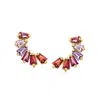 Rs Pure By Ross-simons Multi-gemstone Curved Stud Earrings In 14kt Yellow Gold In Purple