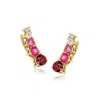 Rs Pure By Ross-simons Multi-gemstone Ear Climbers In 14kt Yellow Gold In Red