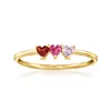 Rs Pure By Ross-simons Multi-gemstone Heart Ring In 14kt Yellow Gold In Purple