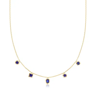 Rs Pure By Ross-simons Multi-shaped Lab-grown Sapphire Necklace In 18kt Gold Vermeil