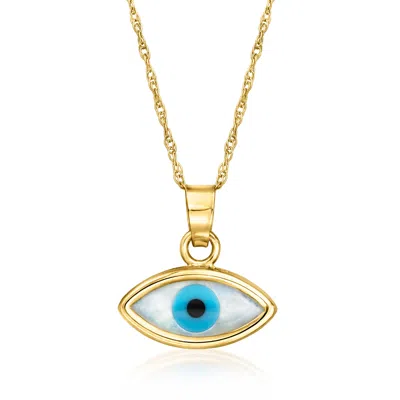 Rs Pure By Ross-simons Multicolored Mother-of-pearl Evil Eye Pendant Necklace In 14kt Yellow Gold