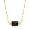 Rs Pure By Ross-simons Onyx Necklace With Diamonds In 14kt Yellow Gold In Multi