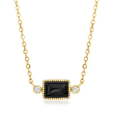 Rs Pure By Ross-simons Onyx Necklace With Diamonds In 14kt Yellow Gold In Multi