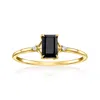 Rs Pure By Ross-simons Onyx Ring With Diamonds In 14kt Yellow Gold In White