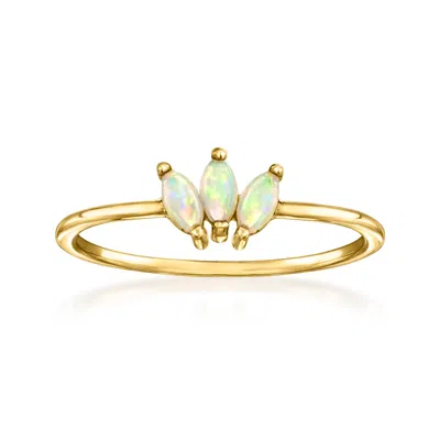 Rs Pure By Ross-simons Opal 3-stone Lotus Ring In 14kt Yellow Gold In White