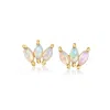 Rs Pure By Ross-simons Opal 3-stone Lotus Stud Earrings In 14kt Yellow Gold In Multi