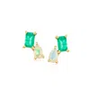 Rs Pure By Ross-simons Opal And . Emerald Toi Et Moi Earrings In 14kt Yellow Gold In Green