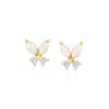 Rs Pure By Ross-simons Opal And . Lab-grown Diamond Butterfly Earrings In 14kt Yellow Gold In Gold