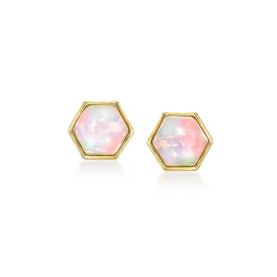 Rs Pure By Ross-simons Opal Geometric Earrings In 14kt Yellow Gold In Multi