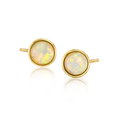 Rs Pure By Ross-simons Opal Stud Earrings In 14kt Yellow Gold In White