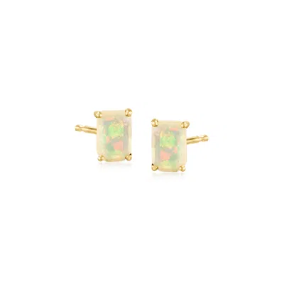 Rs Pure By Ross-simons Opal Stud Earrings In 14kt Yellow Gold In White