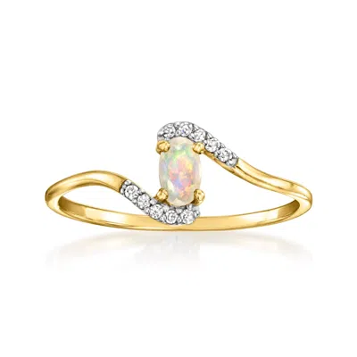 Rs Pure By Ross-simons Opal Swirl Ring With Diamonds In 14kt Yellow Gold In White