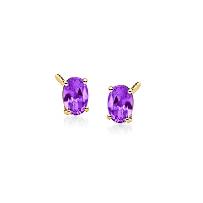 Rs Pure By Ross-simons Oval Amethyst Stud Earrings In 14kt Yellow Gold In Purple