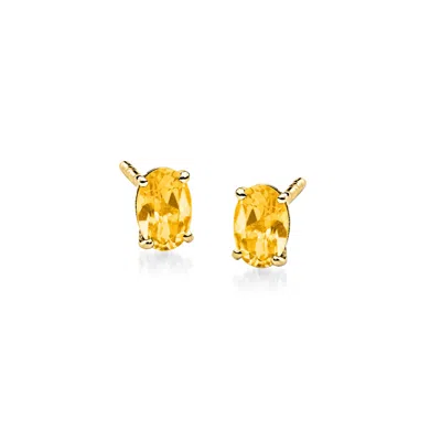 Rs Pure By Ross-simons Oval Citrine Stud Earrings In 14kt Yellow Gold