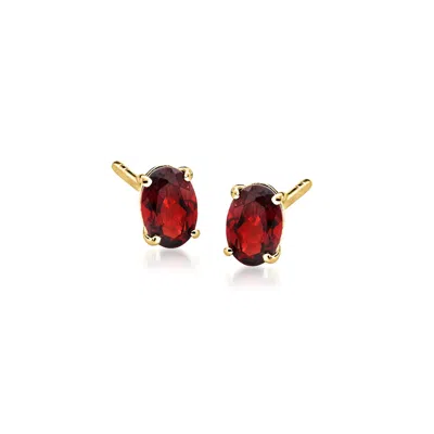 Rs Pure By Ross-simons Oval Garnet Stud Earrings In 14kt Yellow Gold In Red