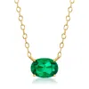 Rs Pure By Ross-simons Oval Lab-grown Emerald Necklace In 18kt Gold Vermeil In Green