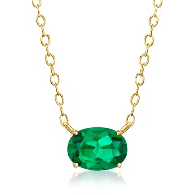 Rs Pure By Ross-simons Oval Lab-grown Emerald Necklace In 18kt Gold Vermeil
