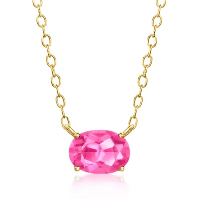 Rs Pure By Ross-simons Oval Lab-grown Pink Sapphire Necklace In 18kt Gold Vermeil