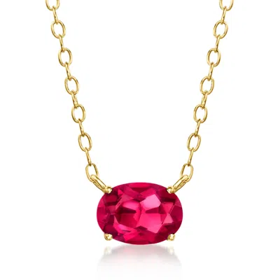 Rs Pure By Ross-simons Oval Lab-grown Ruby Necklace In 18kt Gold Vermeil