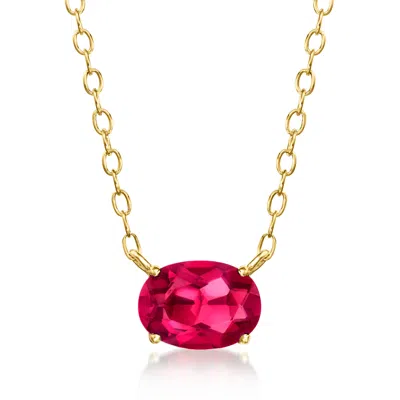 Rs Pure By Ross-simons Oval Lab-grown Ruby Necklace In 18kt Gold Vermeil