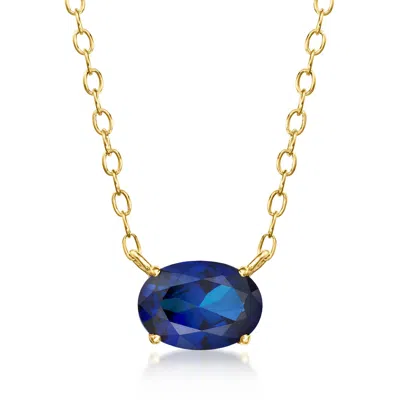 Rs Pure By Ross-simons Oval Lab-grown Sapphire Necklace In 18kt Gold Vermeil In Blue