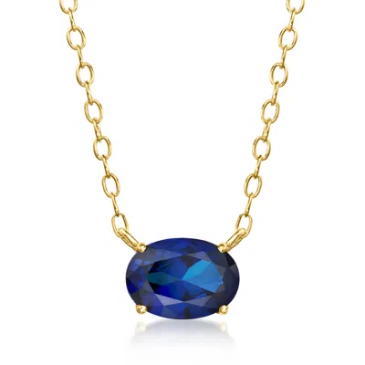 Rs Pure By Ross-simons Oval Lab-grown Sapphire Necklace In 18kt Gold Vermeil In Brown