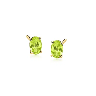 Rs Pure By Ross-simons Oval Peridot Stud Earrings In 14kt Yellow Gold In Green