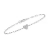 Rs Pure By Ross-simons Pave Diamond Heart Paper Clip Link Bracelet In Sterling Silver In Silver