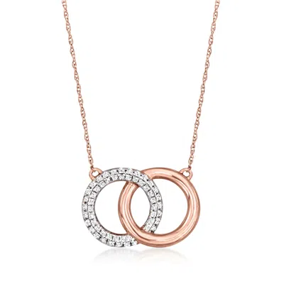 Rs Pure By Ross-simons Pave Diamond Interlocking Circle Necklace In 14kt Rose Gold In Silver