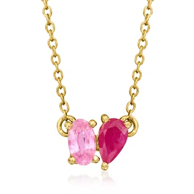 Rs Pure By Ross-simons Pear-shaped Ruby And . Oval Pink Sapphire Toi Et Moi Ring In 14kt Yellow Gold In Multi