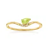 Rs Pure By Ross-simons Peridot Ring With Diamonds In 14kt Yellow Gold In Green