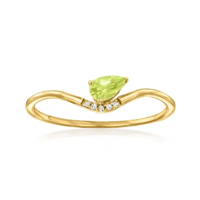 Rs Pure By Ross-simons Peridot Ring With Diamonds In 14kt Yellow Gold In Green