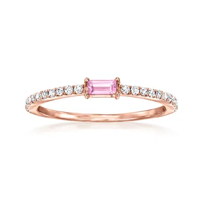 Rs Pure By Ross-simons Pink Sapphire And . Diamond Ring In 14kt Rose Gold In White