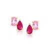 Rs Pure By Ross-simons Pink Sapphire And . Ruby Toi Et Moi Earrings In 14kt Yellow Gold In Red