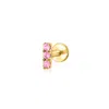 Rs Pure By Ross-simons Pink Sapphire Bar Flat-back Stud Earrings In 14kt Yellow Gold In Pink