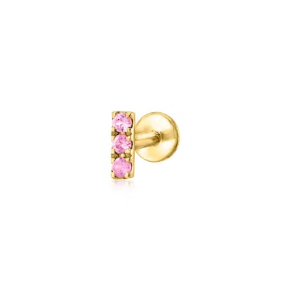 Rs Pure By Ross-simons Pink Sapphire Bar Flat-back Stud Earrings In 14kt Yellow Gold