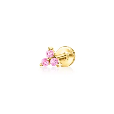 Rs Pure By Ross-simons Pink Sapphire Flat-back Stud Earrings In 14kt Yellow Gold