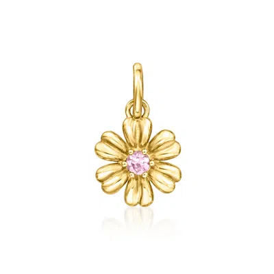Rs Pure By Ross-simons Pink Sapphire Flower Charm In 14kt Yellow Gold
