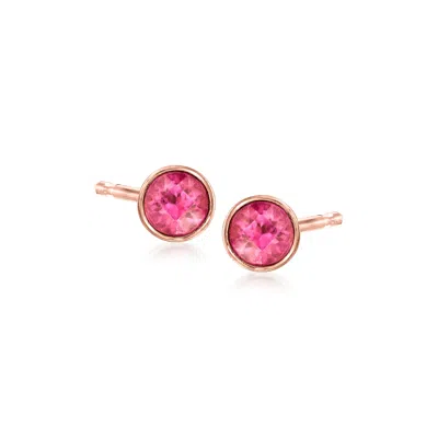Rs Pure By Ross-simons Pink Topaz Stud Earrings In 14kt Rose Gold