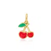 Rs Pure By Ross-simons Red And Green Enamel Cherries Charm In 14kt Yellow Gold In Multi