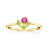 Rs Pure By Ross-simons Rhodolite Garnet And . Peridot Flower Ring In 14kt Yellow Gold In Green