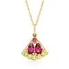 RS PURE BY ROSS-SIMONS RHODOLITE GARNET AND . PERIDOT WATERMELON PENDANT NECKLACE IN 14KT YELLOW GOLD