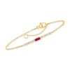Rs Pure By Ross-simons Ruby And . Diamond Bar Bracelet In 14kt Yellow Gold In Multi