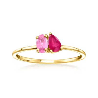 Rs Pure By Ross-simons Ruby And . Pink Sapphire Toi Et Moi Ring In 14kt Yellow Gold In Red
