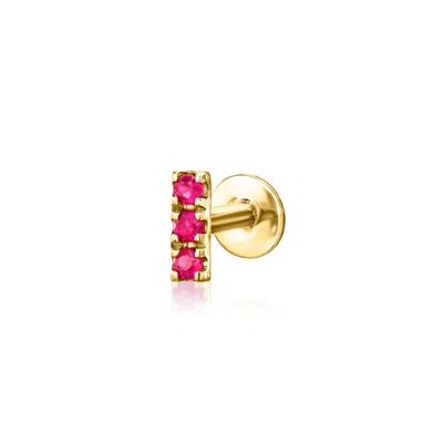 Rs Pure By Ross-simons Ruby Bar Flat-back Stud Earrings In 14kt Yellow Gold