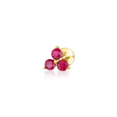 Rs Pure By Ross-simons Ruby Flat-back Stud Earrings In 14kt Yellow Gold In Red