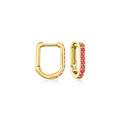 Rs Pure By Ross-simons Ruby Paper Clip Link Hoop Earrings In 14kt Yellow Gold In Red