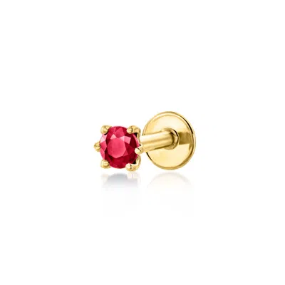 Rs Pure By Ross-simons Ruby Single Flat-back Stud Earring In 14kt Yellow Gold