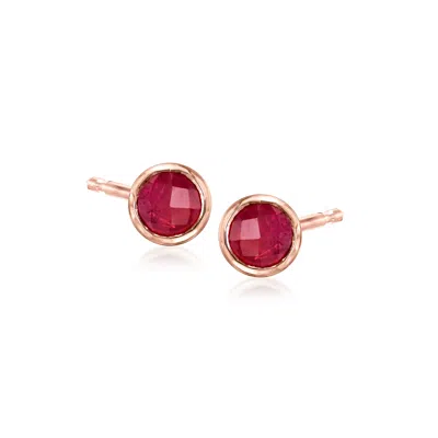 Rs Pure By Ross-simons Ruby Stud Earrings In 14kt Rose Gold In Red
